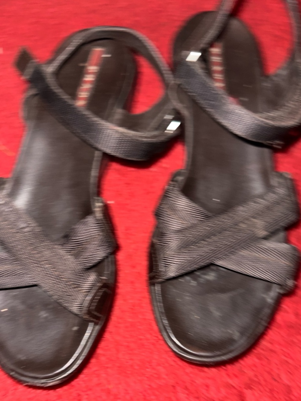 Prada Crisscross Leather Strap Sandals